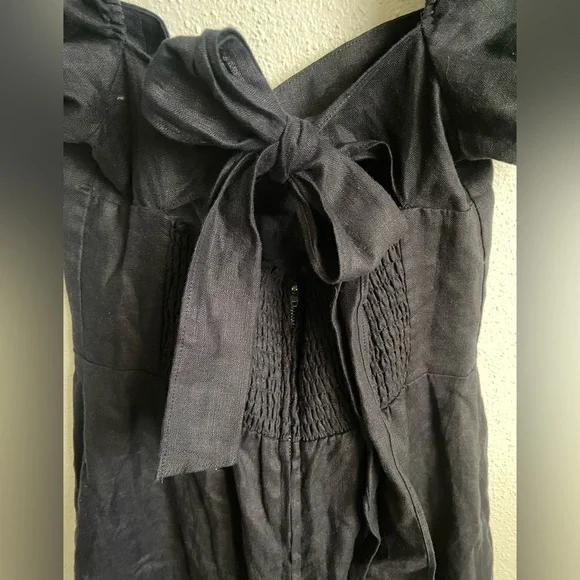 Reformation Black Linen Denver Midi Dress - Picture 3 of 8